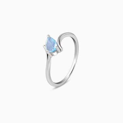 Silver Blue topaz Twilight Drop Ring