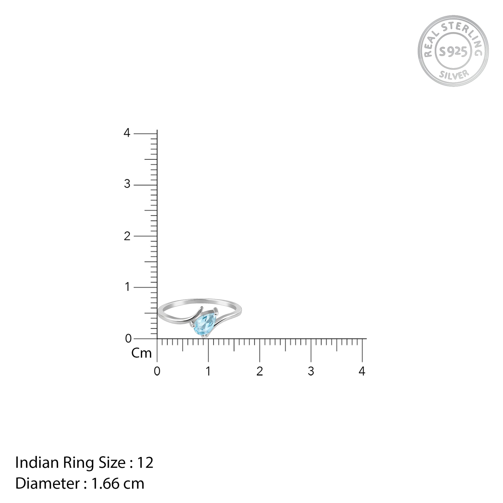 Silver Blue topaz Twilight Drop Ring