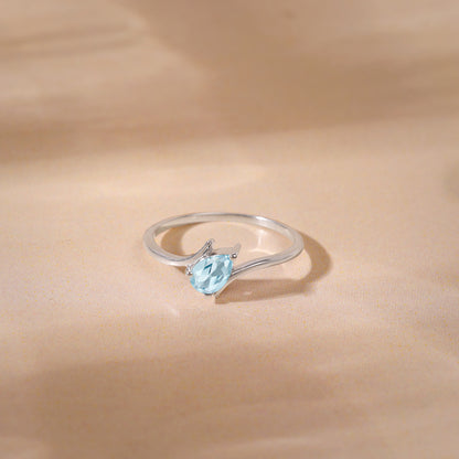 Silver Blue topaz Twilight Drop Ring