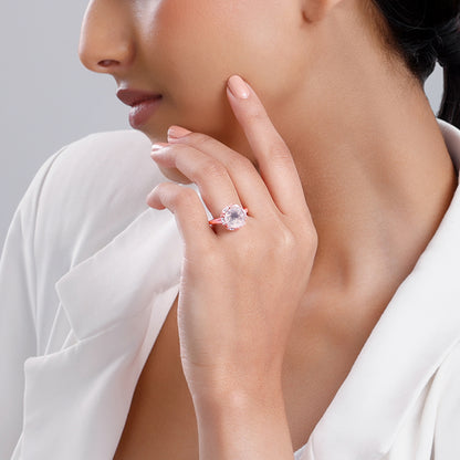 Rose Gold Bloom Rose Quartz Ring