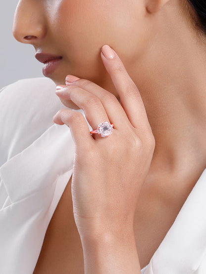 Rose Gold Bloom Rose Quartz Ring