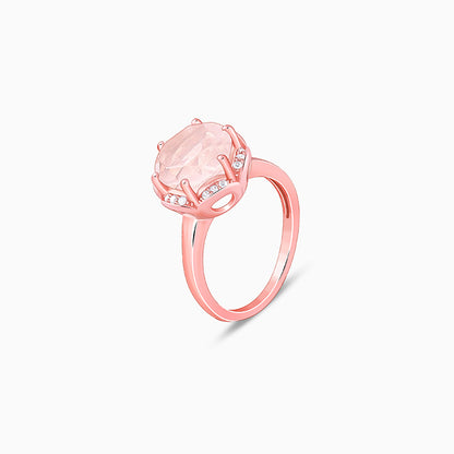 Rose Gold Bloom Rose Quartz Ring