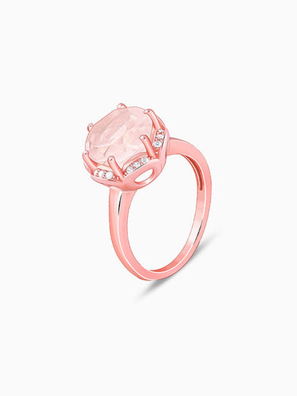 Rose Gold Bloom Rose Quartz Ring