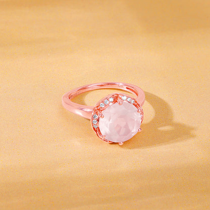 Rose Gold Bloom Rose Quartz Ring