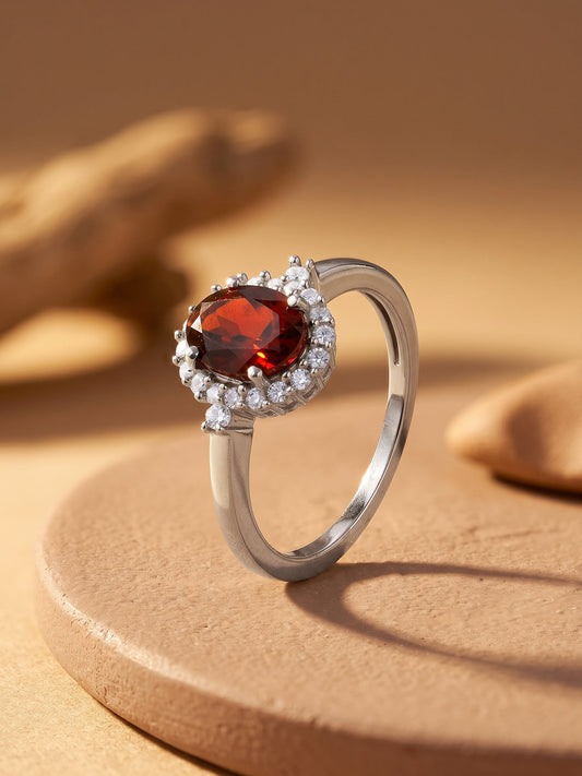 Silver Garnet Ring