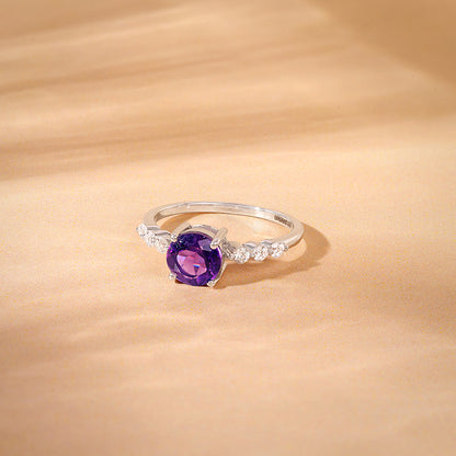 Silver Amethyst Spark Ring