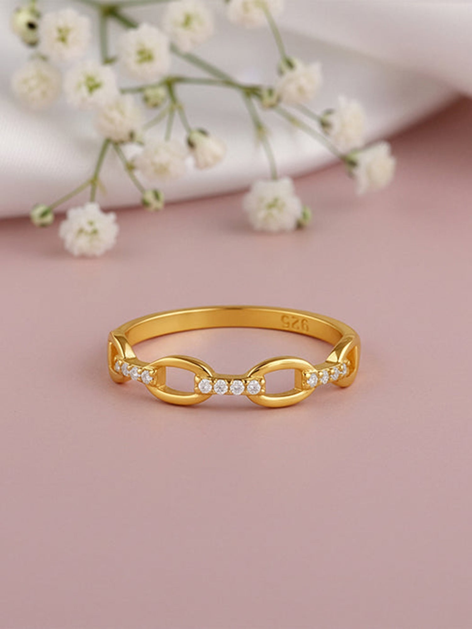 Golden Sunlit Petals Ring