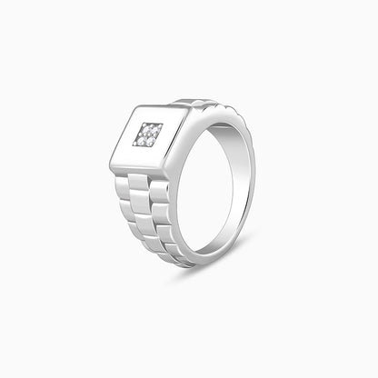 Silver Titan Square Ring For Him