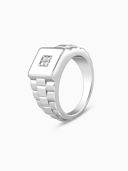 Silver Titan Square Ring For Him