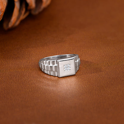 Silver Titan Square Ring For Him