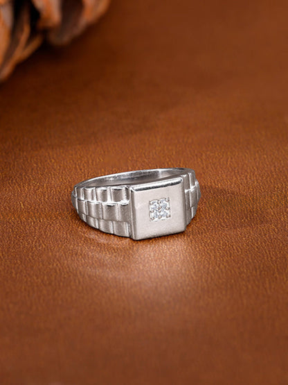 Silver Titan Square Ring For Him
