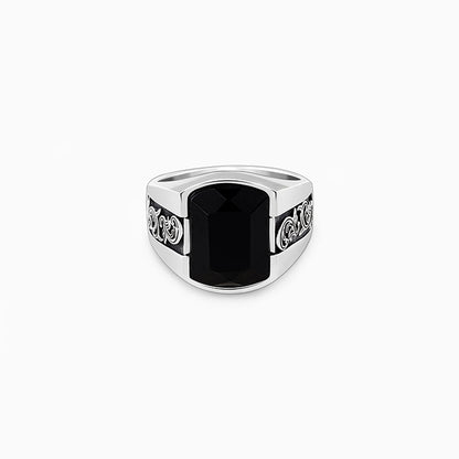 Oxidised Silver Bold Black Ring For Him