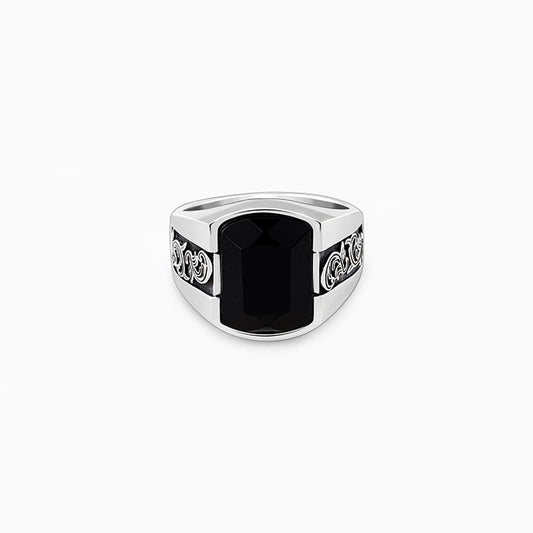 Oxidised Silver Bold Black Ring For Him