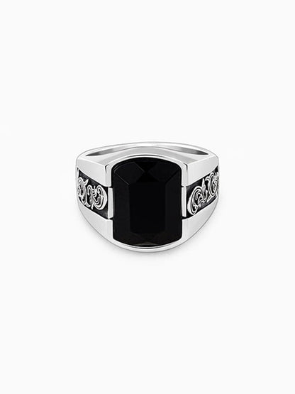 Oxidised Silver Bold Black Ring For Him