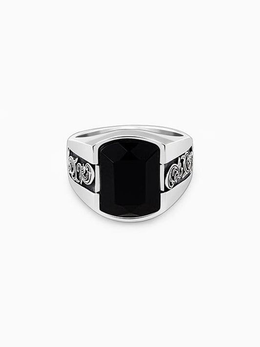 Oxidised Silver Bold Black Ring For Him