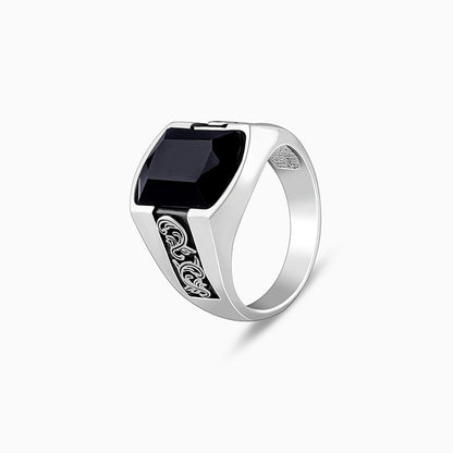 Oxidised Silver Bold Black Ring For Him
