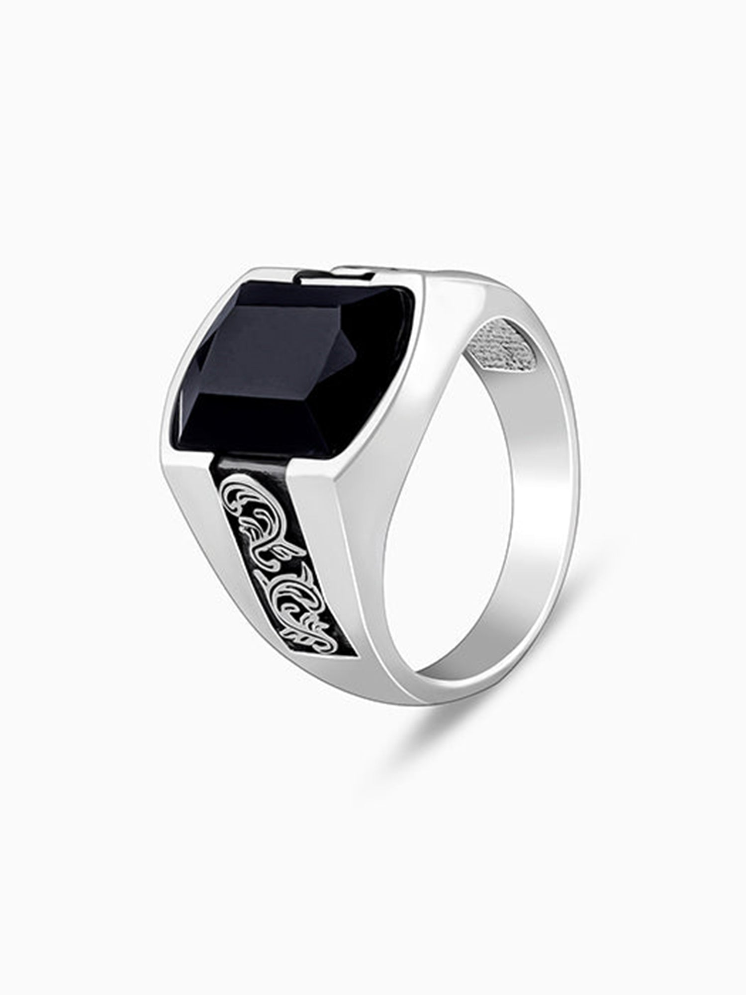 Oxidised Silver Bold Black Ring For Him