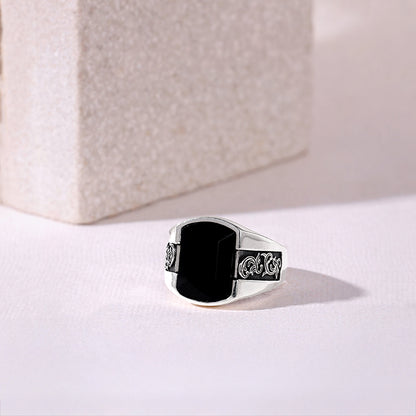 Oxidised Silver Bold Black Ring For Him