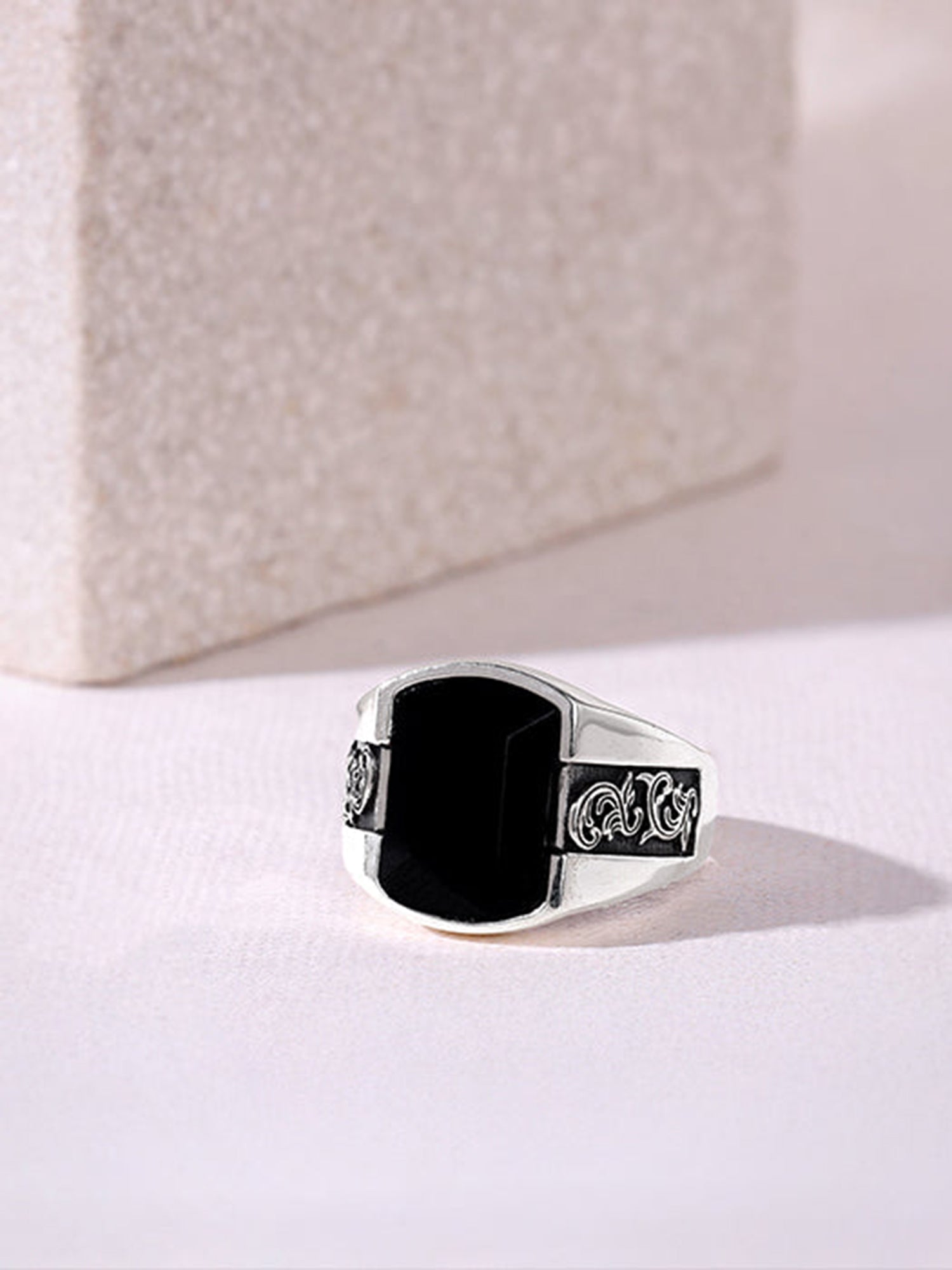 Oxidised Silver Bold Black Ring For Him