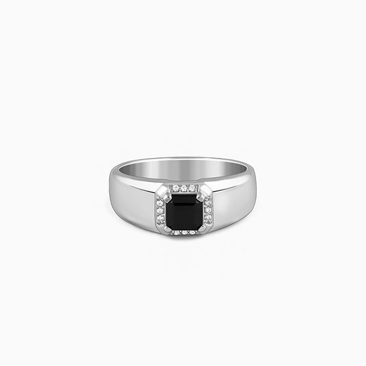 Silver Asphalt Ring For Him