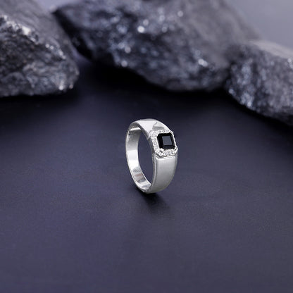 Silver Asphalt Ring For Him