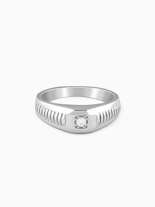 Silver Zirconia Shadow Ring For Him