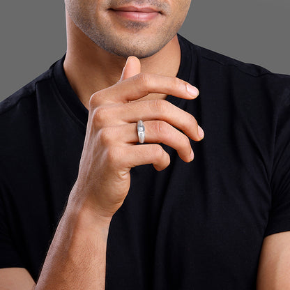 Silver Zirconia Shadow Ring For Him