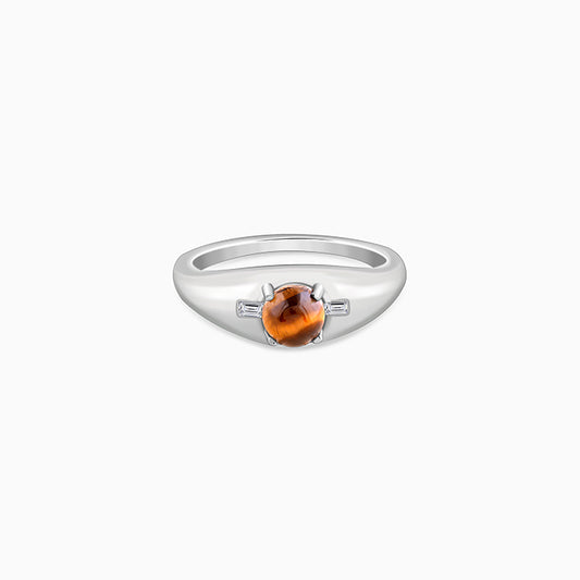 Silver Tiger Eye Ring For Him