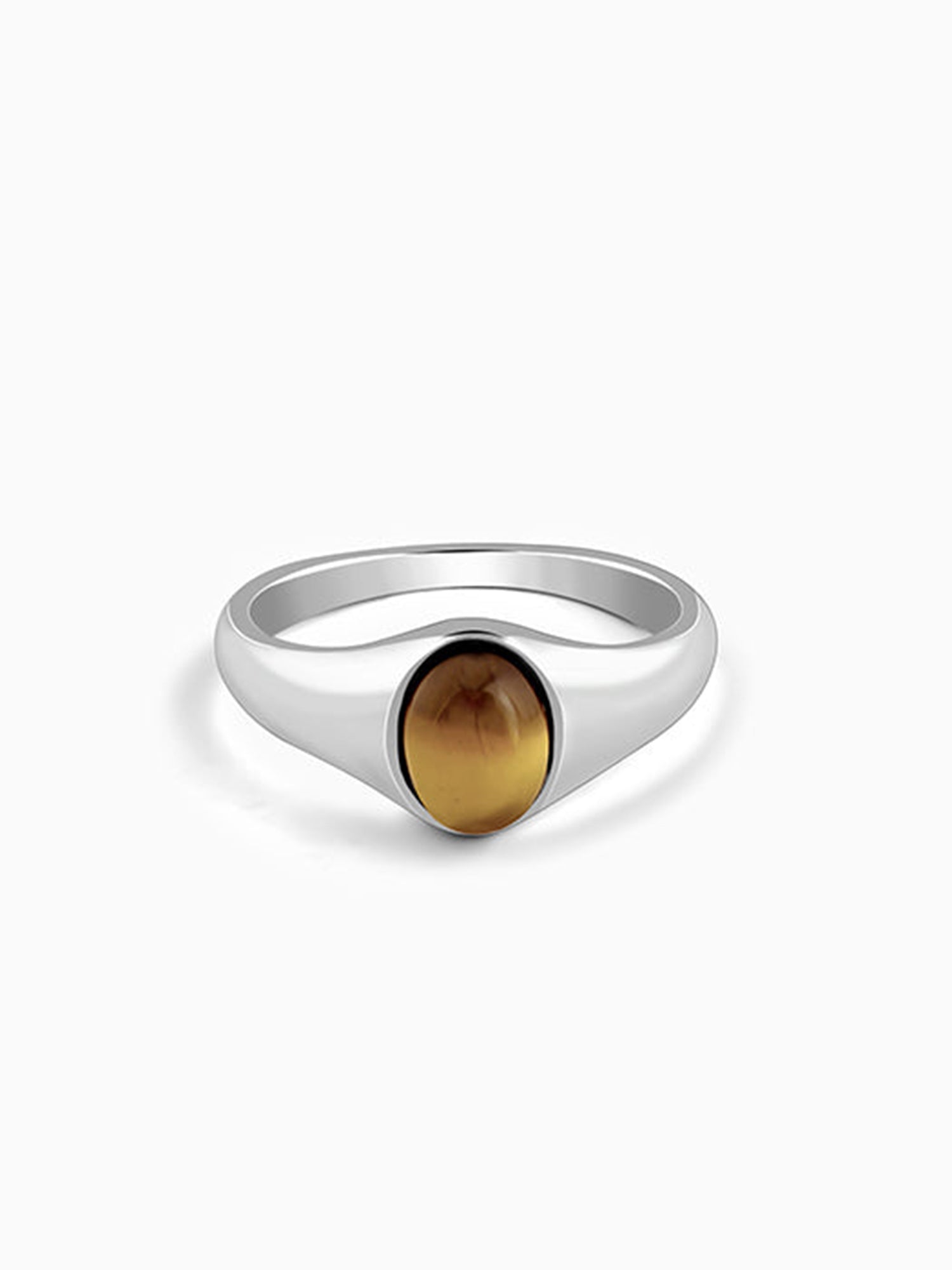 Silver Oval Tiger Eye Ring For Him