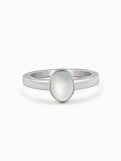 Silver Oval Moonstone Ring For Him