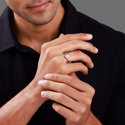 Silver Oval Moonstone Ring For Him