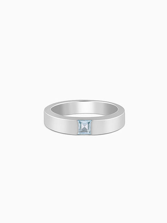 Silver Minimal Topaz Ring For Him