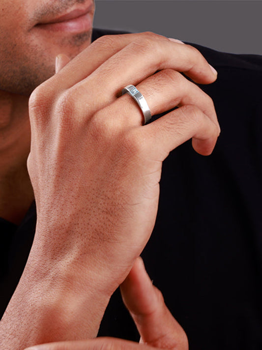 Silver Minimal Topaz Ring For Him