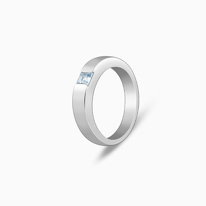 Silver Minimal Topaz Ring For Him