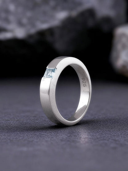 Silver Minimal Topaz Ring For Him