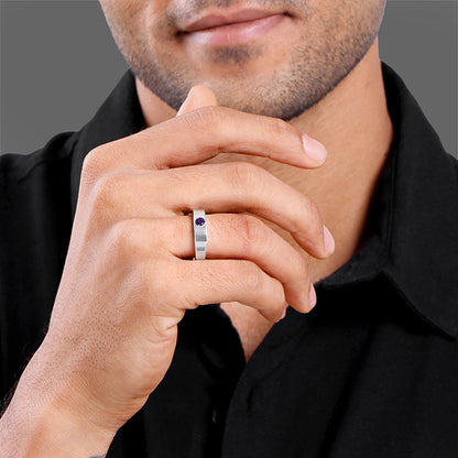 Silver Classic Amethyst Ring For Him
