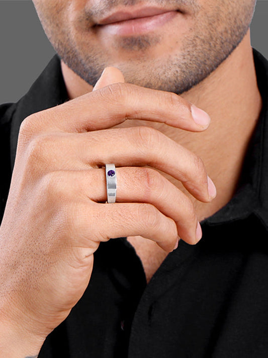 Silver Classic Amethyst Ring For Him