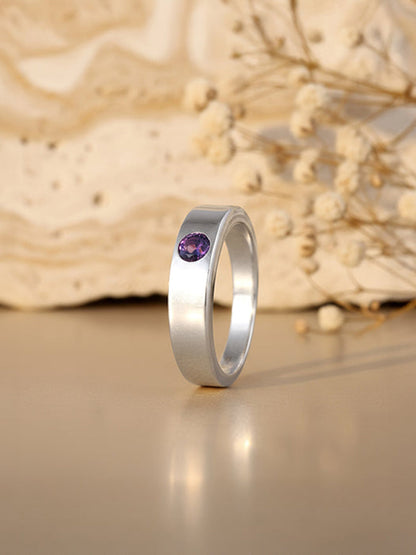 Silver Classic Amethyst Ring For Him