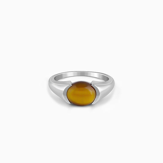 Silver Tiger Eye Men Ring For Him