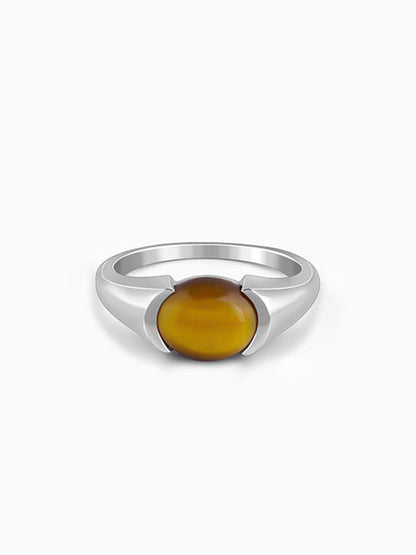 Silver Tiger Eye Men Ring For Him