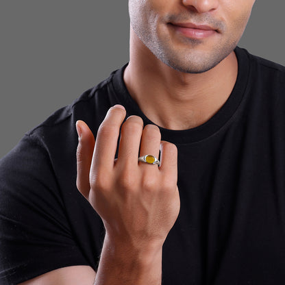 Silver Tiger Eye Men Ring For Him