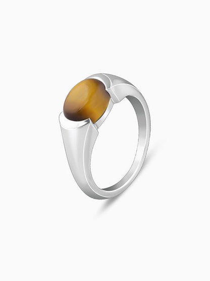 Silver Tiger Eye Men Ring For Him