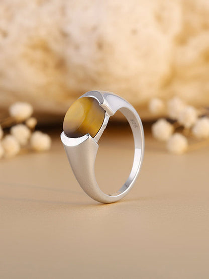 Silver Tiger Eye Men Ring For Him