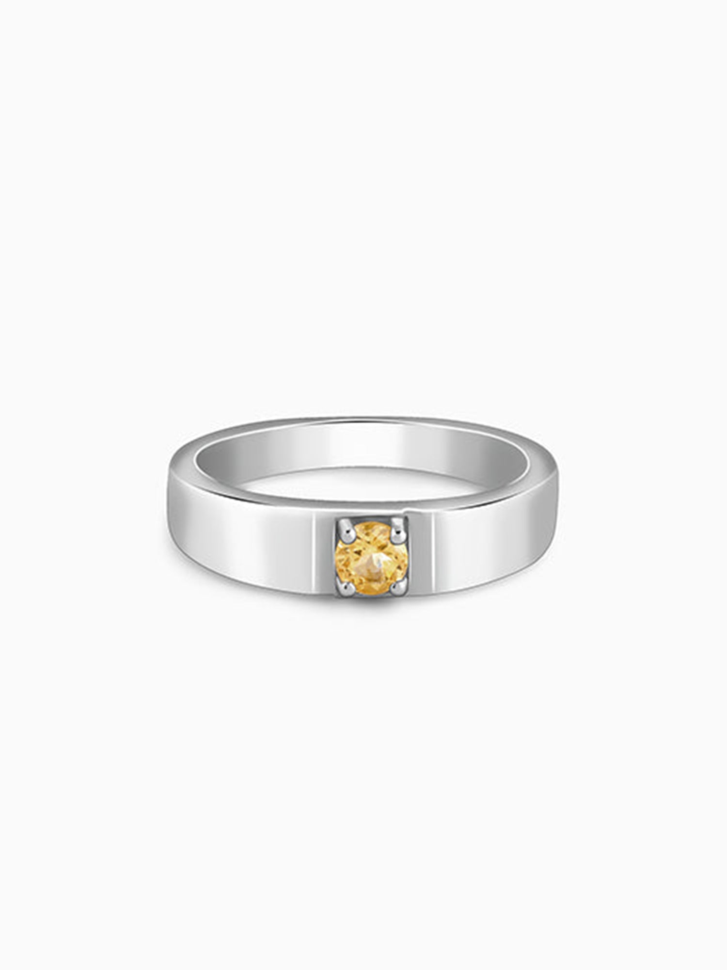 Silver Solitaire Citrine Ring For Him