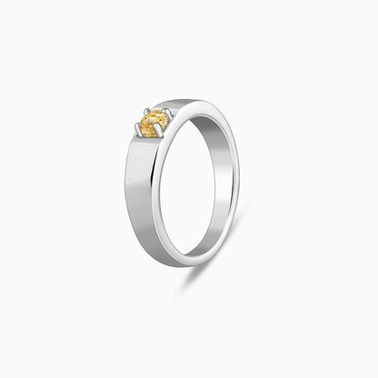 Silver Solitaire Citrine Ring For Him