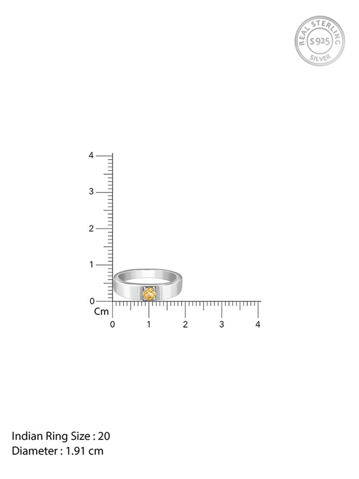 Silver Solitaire Citrine Ring For Him