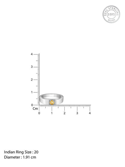 Silver Solitaire Citrine Ring For Him