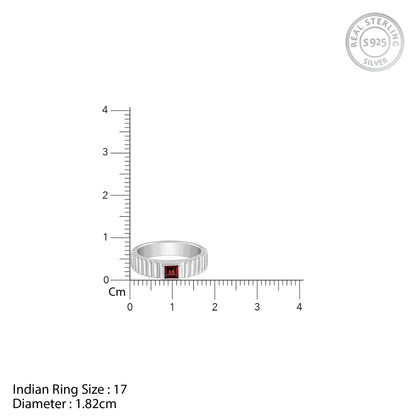 Silver Cog Garnet Ring For Him