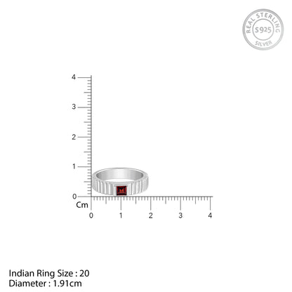 Silver Cog Garnet Ring For Him