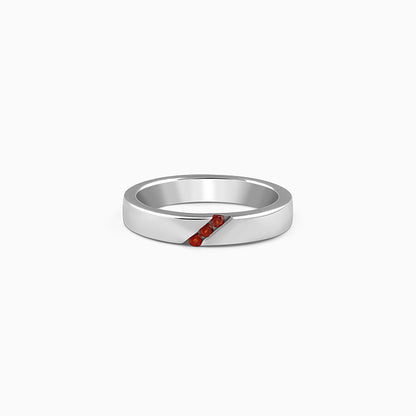 Silver Trend Garnet Ring For Him